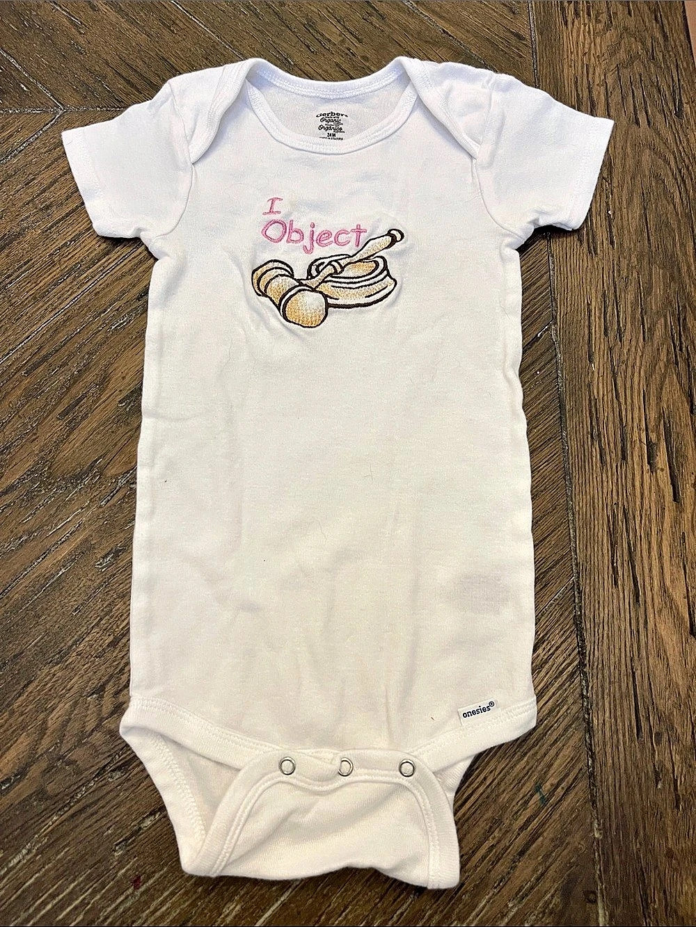 Gerber Organic Short Sleeve Onesie - I Object Gavel Design